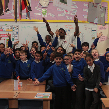 Children learning times tables through movement and rhymes